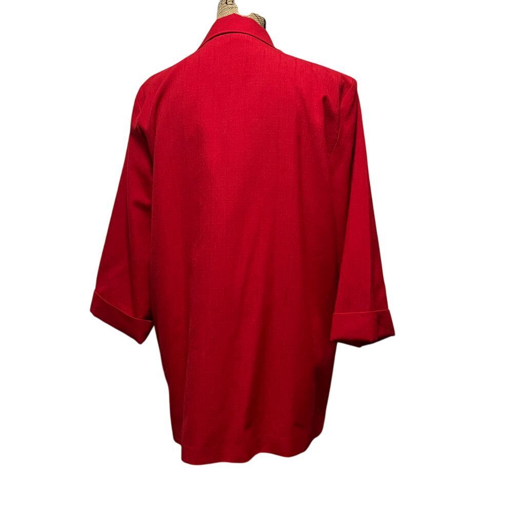 Alice Stuart Red Linen Blazer‎ Oversized Long Jacket Professional Office Wear - Picture 2 of 7